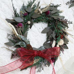 Handmade Preserved Flower & Green Christmas Wreath